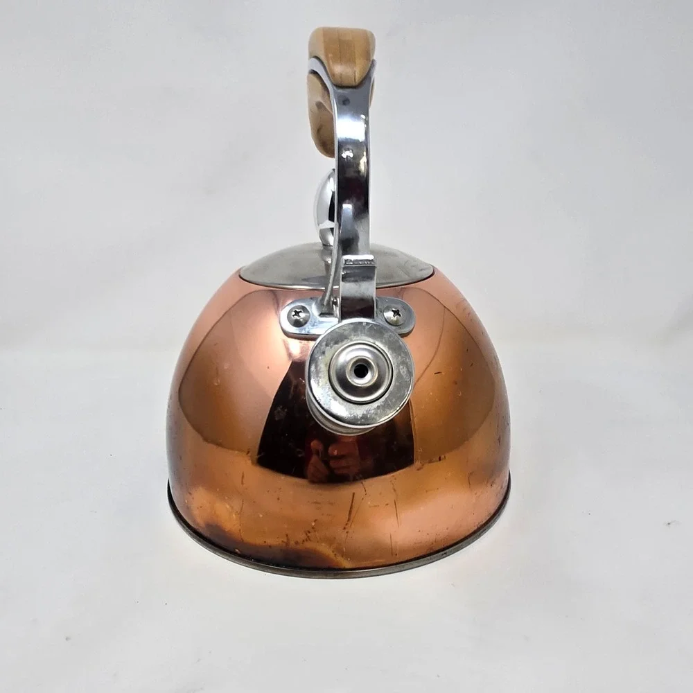 Pinky Up‎ Presley Copper Tea Kettle Stovetop Whistling Water Pot Wood Handle